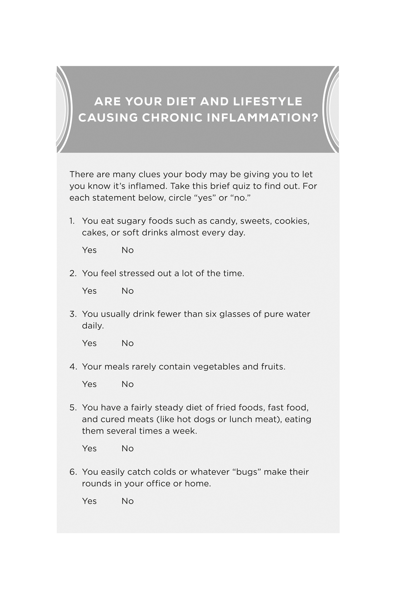 Extended ebook content for The Power Plate Diet Chronic Inflammation Quiz